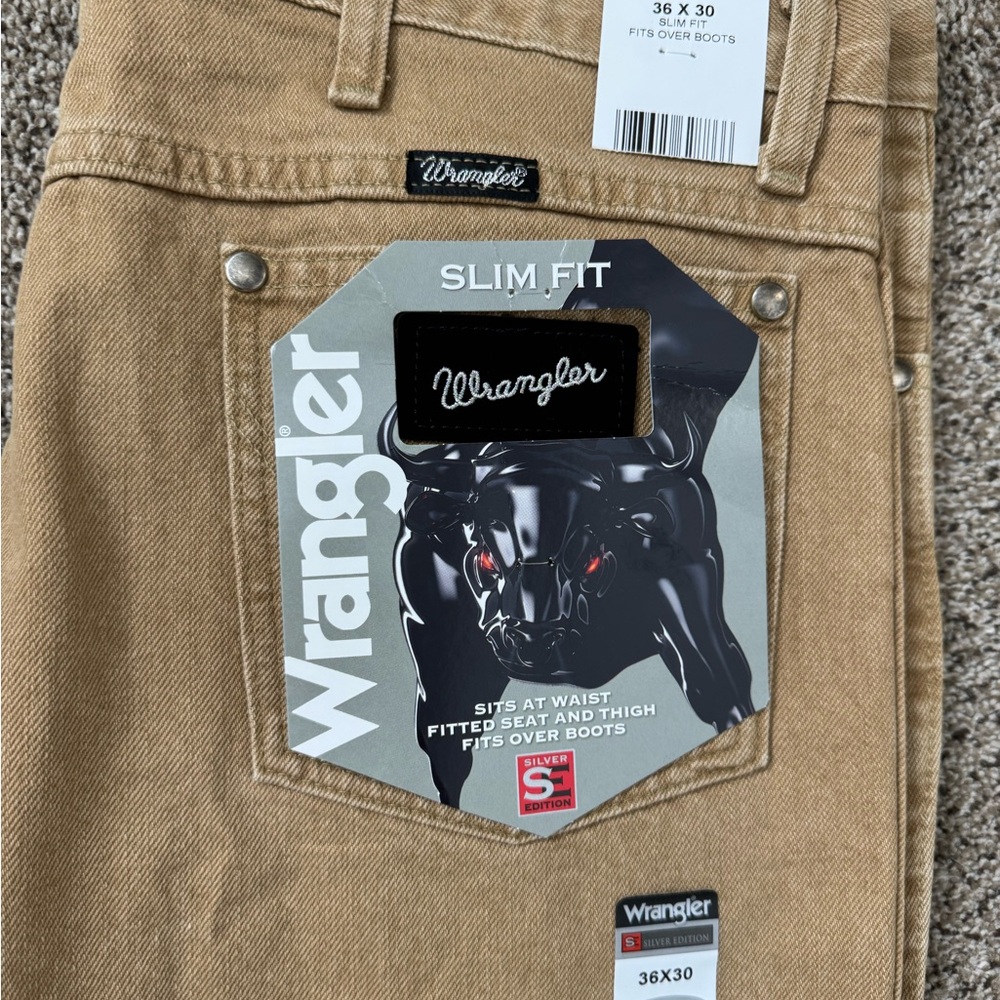 Wrangler Tan Slim Fit Jeans with Durable Denim